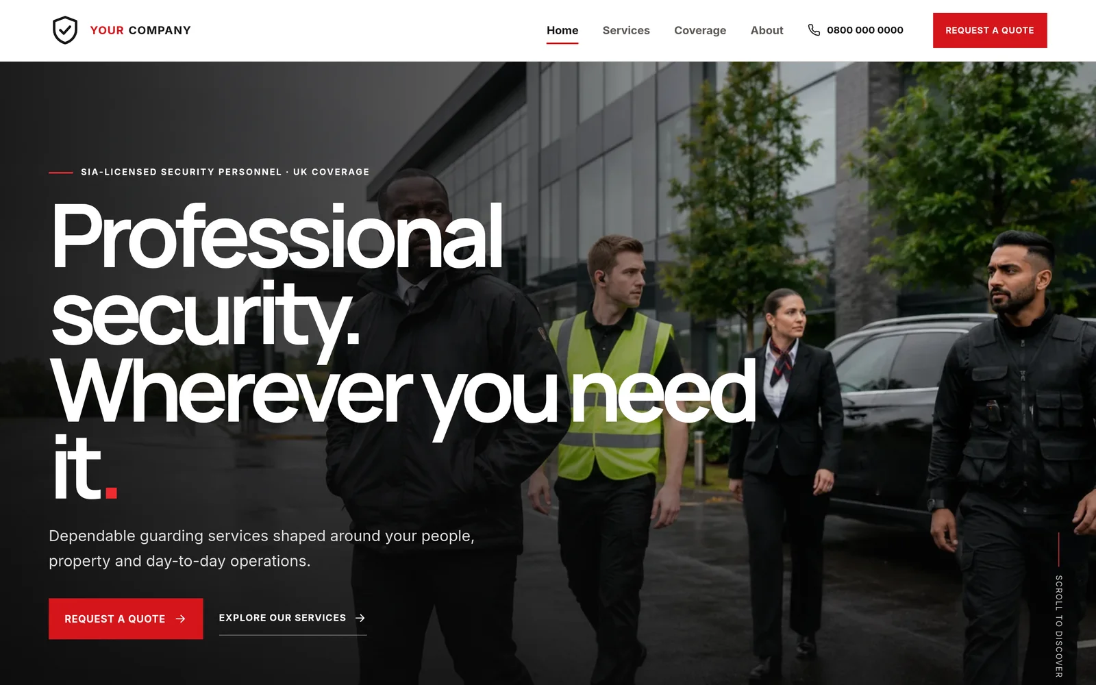 UK security company: A clear, professional website for a security company